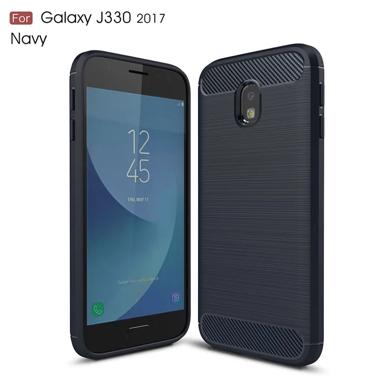 Whyes для samsung Galaxy J3 чехол J330 углеродное волокно мягкий ТПУ тяжелый противоударный силиконовый чехол для samsung J3 J330 чехол - Цвет: Синий