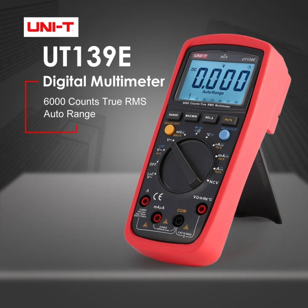 

UNI-T UT139E 6000 Counts Digital Multimeter with Auto Range DC/AC Voltage True RMS LPF Pass Filter LoZ Temperature Capacitance