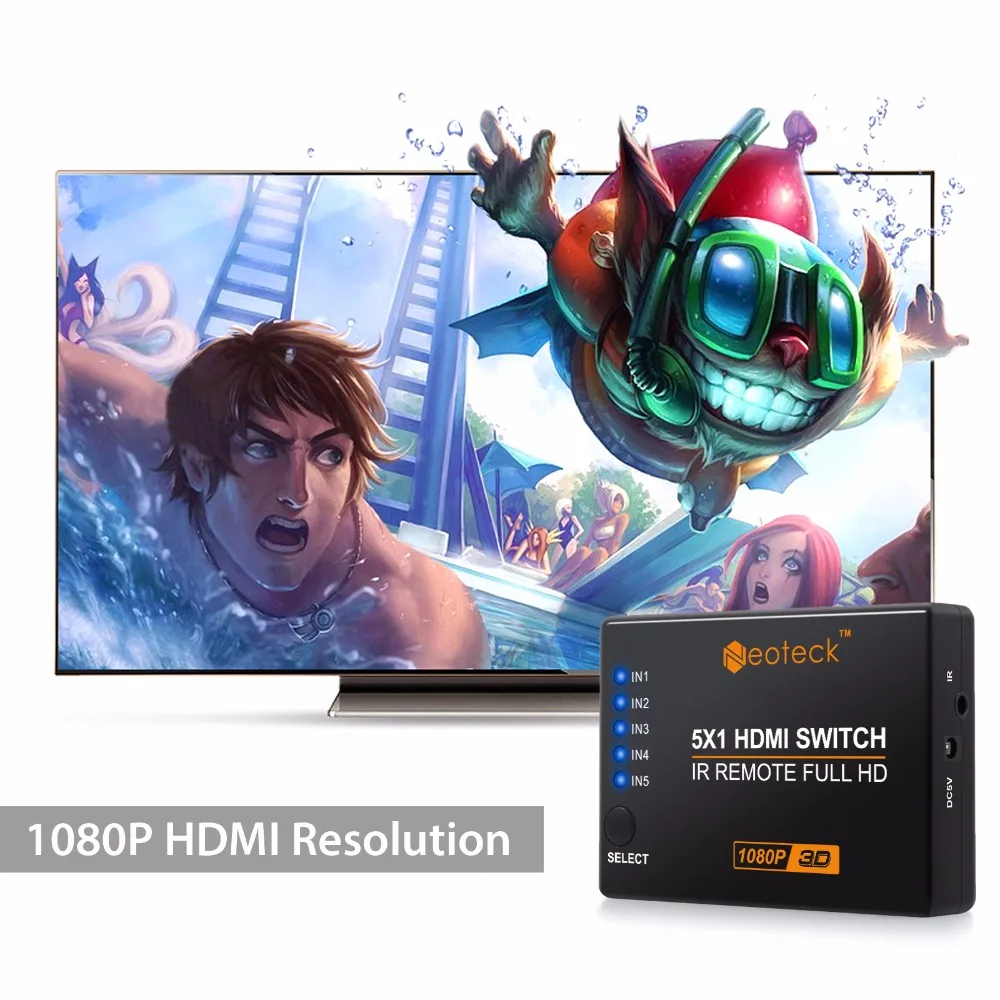 Коммутатор Neoteck 4K 1080P с 5 портами HDMI сплиттер концентратор входами 1 выход 3D бокс ИК