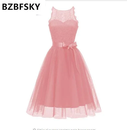

BZBFSKY Spring Vintage Evening Women Lace Dress Casual High Waist Party Dress With Bowknot Belt Ladies Sleeveless Dresses