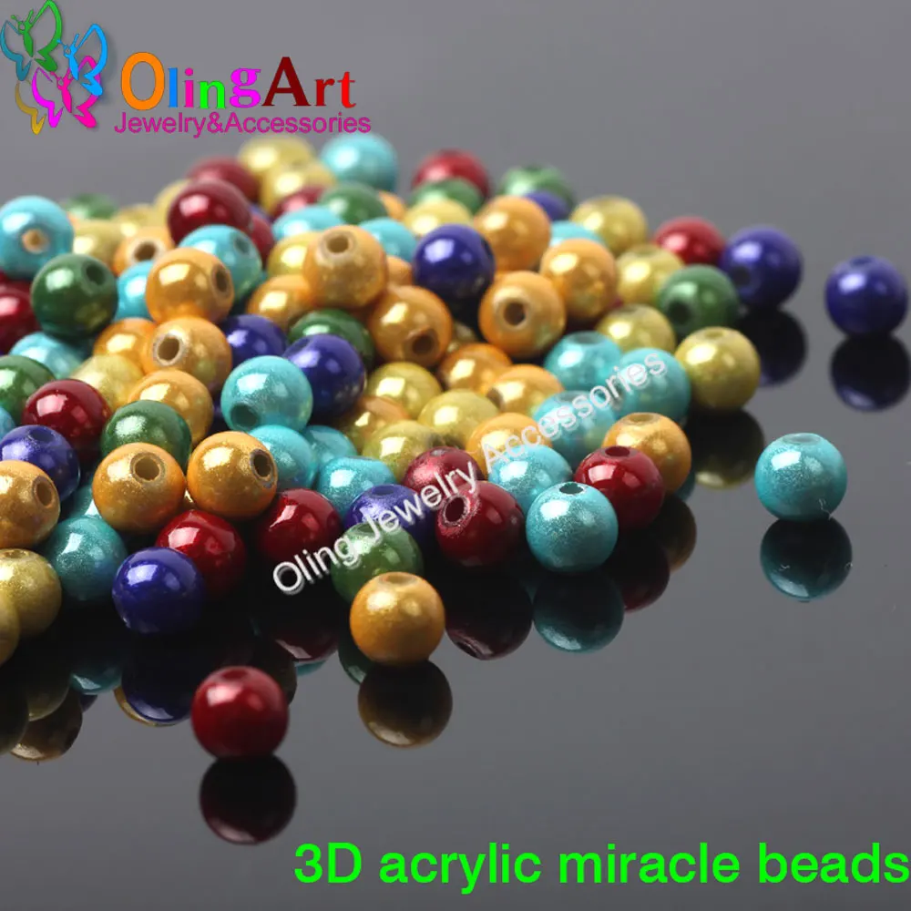 

OlingArt 4mm 400Pcs Mixed Color Illusion Miracle beads Acrylic Spacer bead bubblegum Fantasy DIY choker necklace jewelry making