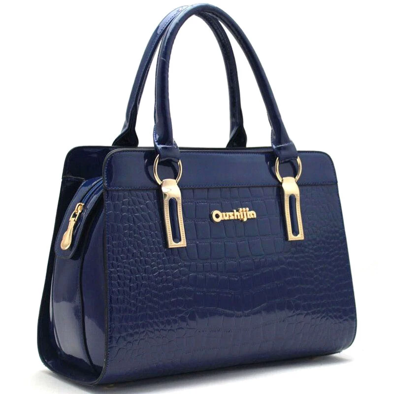 Stylish Patent Leather Women Hand Bag Luxury Crocodile Print PU font b Handbag b font Ladies