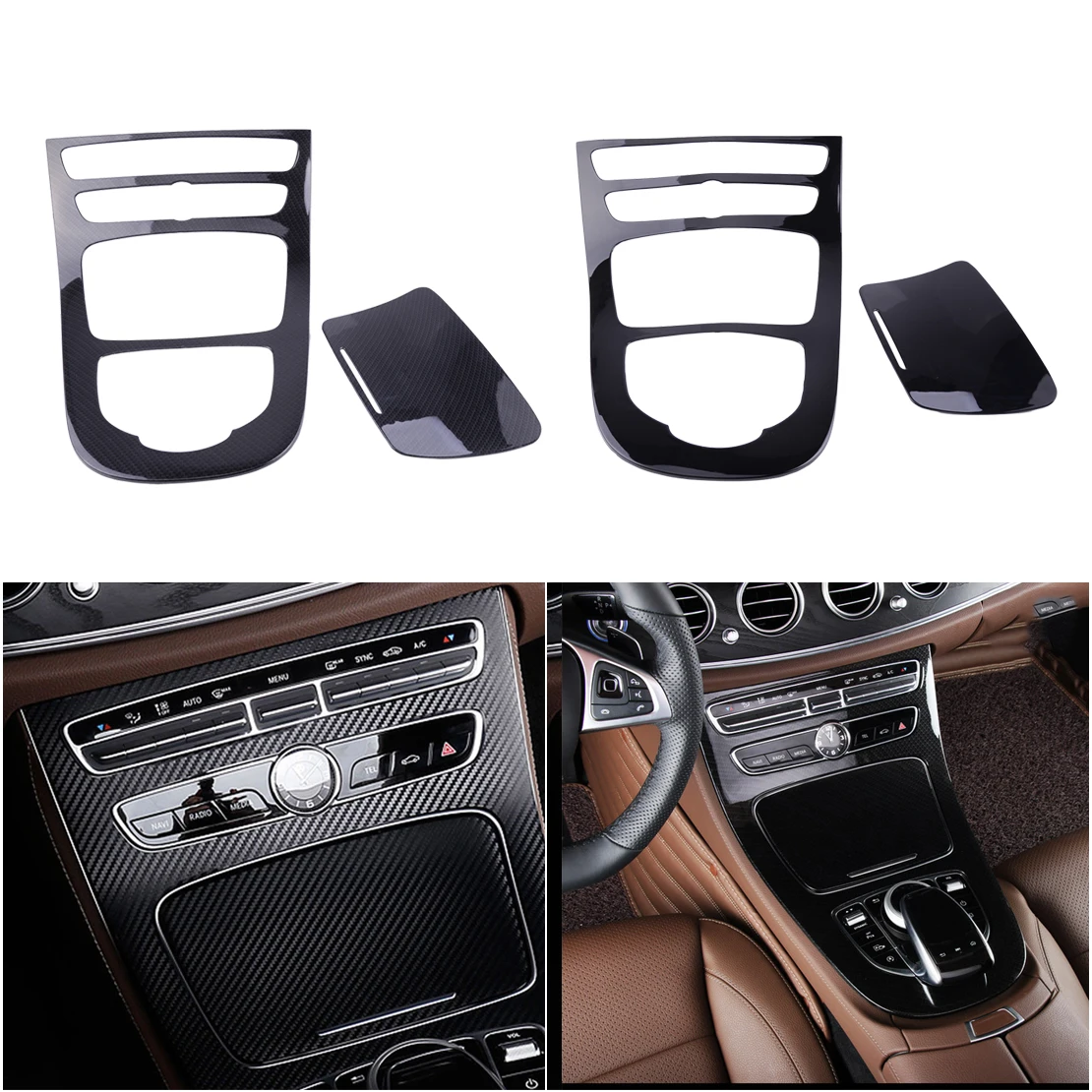 AUTO Pro for Mercedes Benz C Class W205 GLC X253 E Class W213 C213 ABS Plastic Chrome Steering Wheel Decoration Frame Trim Cover Carbon Fiber