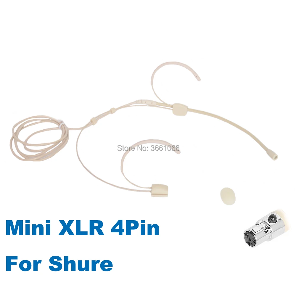 Microdot omidirectional شنت نظام headworn سماعة الميكروفون ل شور اللاسلكي-البسيطة xlr ta4f الموصل 4SH-003