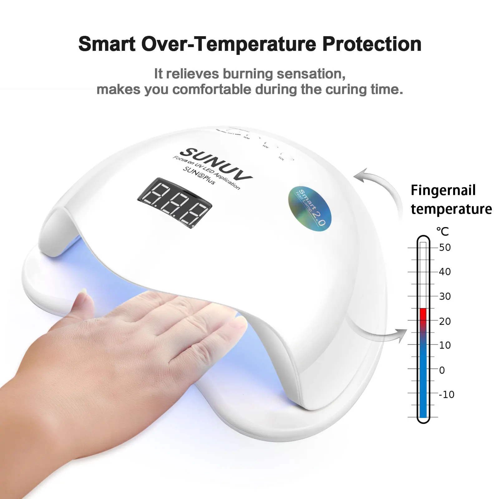  SUNUV SUN5 PLUS 48W Nail Lamp UV LED Light Nail Dryer sun5plus Big Size for Dual Hands Gels Auto Se - 33025555535