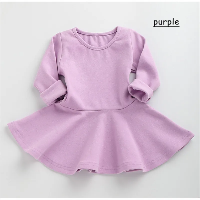 

2019 Spring cute girl Dress Solid Color Pleated Baby girls Cotton dresses infant Children's Wear clothes for kids gifts 6M 5Y