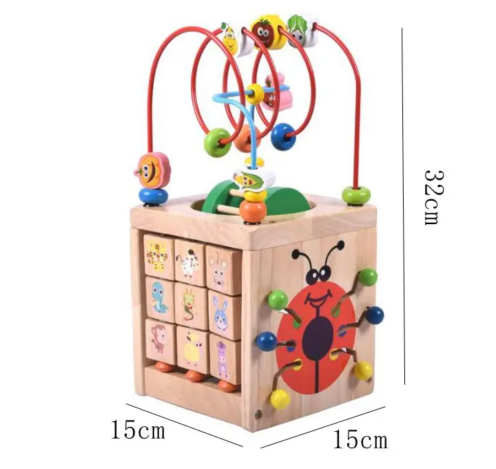 Многоцелевой центр обучения детей деревянный куб американские горки для ребенка математические счеты часы игрушка Дошкольное образование
