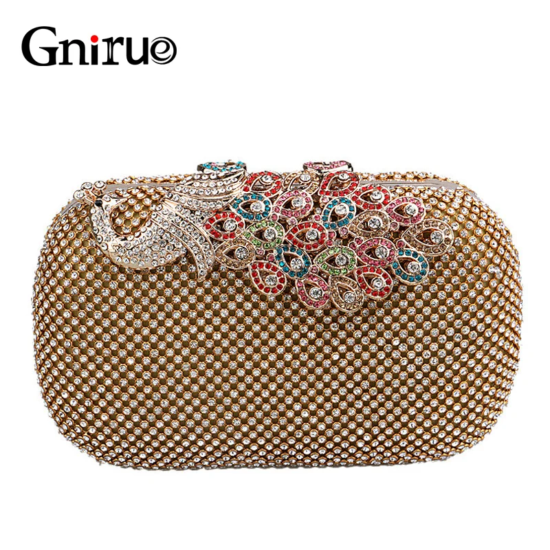 

Fashion High-end Peacock Crystal Brick Evening Clutch Bag Luxury Evening Party Women shoulder Wallet Handbags and Purses