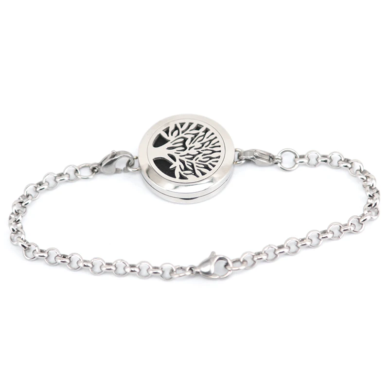Дерево жизни 25 мм магнит эфирные масла для ароматерапии из нержавеющей стали для духов медальон со светорассеивателем браслет(length7-"