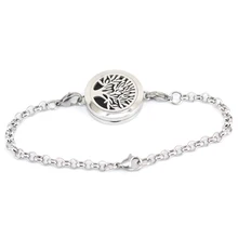 Дерево жизни 25 мм магнит эфирные масла для ароматерапии из нержавеющей стали для духов медальон со светорассеивателем браслет(length7-"