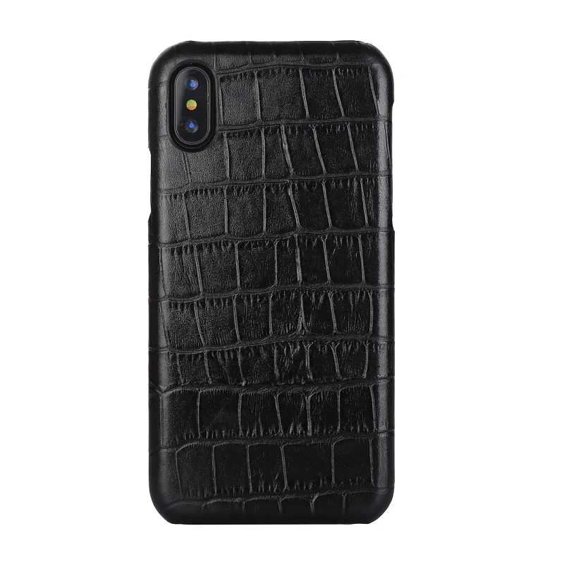 Solque чехол из натуральной кожи для iPhone X XS MAX XR 7 8 Plus настоящий кожаный чехол для мобильного телефона роскошный крокодил тонкий Чехол - Цвет: Black