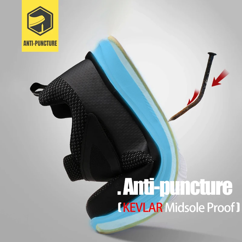 LARNMERN Men's Safety Shoes Steel Toe Construction Protective Footwear Lightweight 3D Shockproof Work Sneaker Shoes For Men