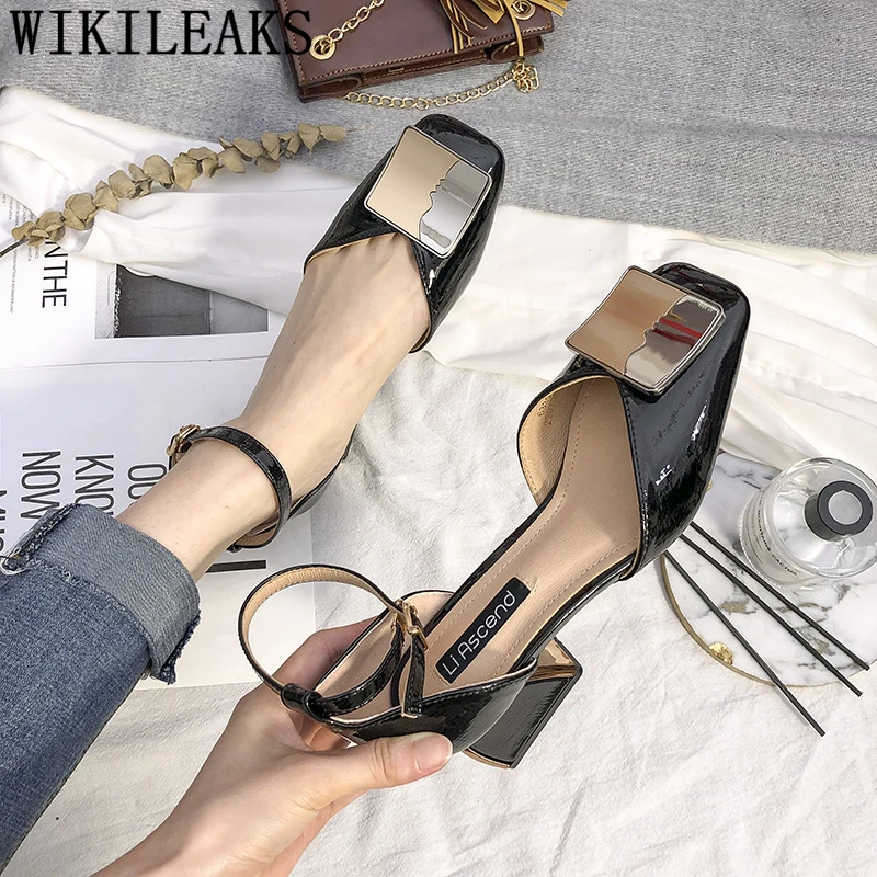 womens black mid heel shoes