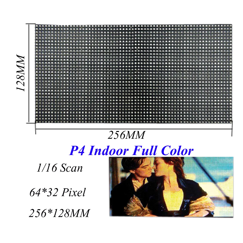 

Indoor LED Screen Display P4 256*128MM 64*32 Pixel 1/16 Scan 3 in1 SMD2121 RGB Full Color LED Module Displays For LED Video Wall