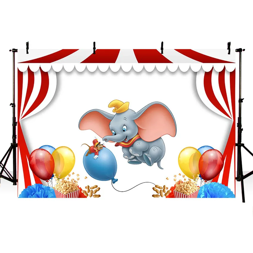 

7x5ft Carnival Circus Stage Dumbo Elephant Balloons Custom Photo Studio Background Backdrop Vinyl 220cm X 150cm Cst3258
