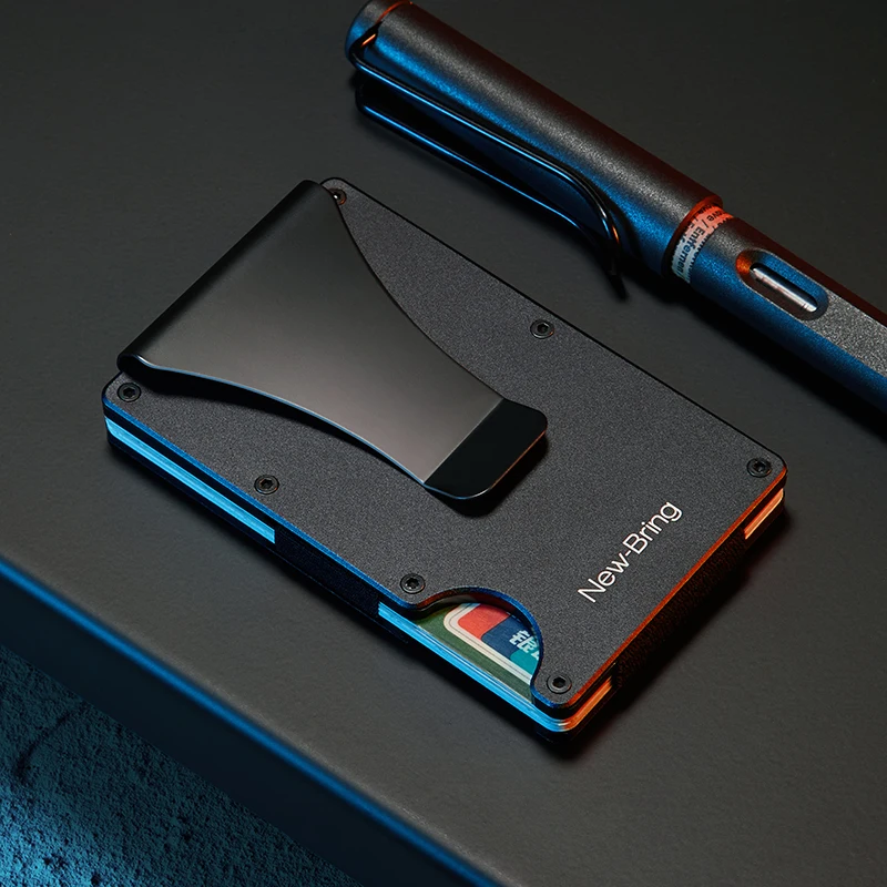 Pаспродажа NewBring Металлический Мини зажим для денег модный бренд черный белый держатель для кредитных карт ID с RFID Анти Вор кошелек для мужчин