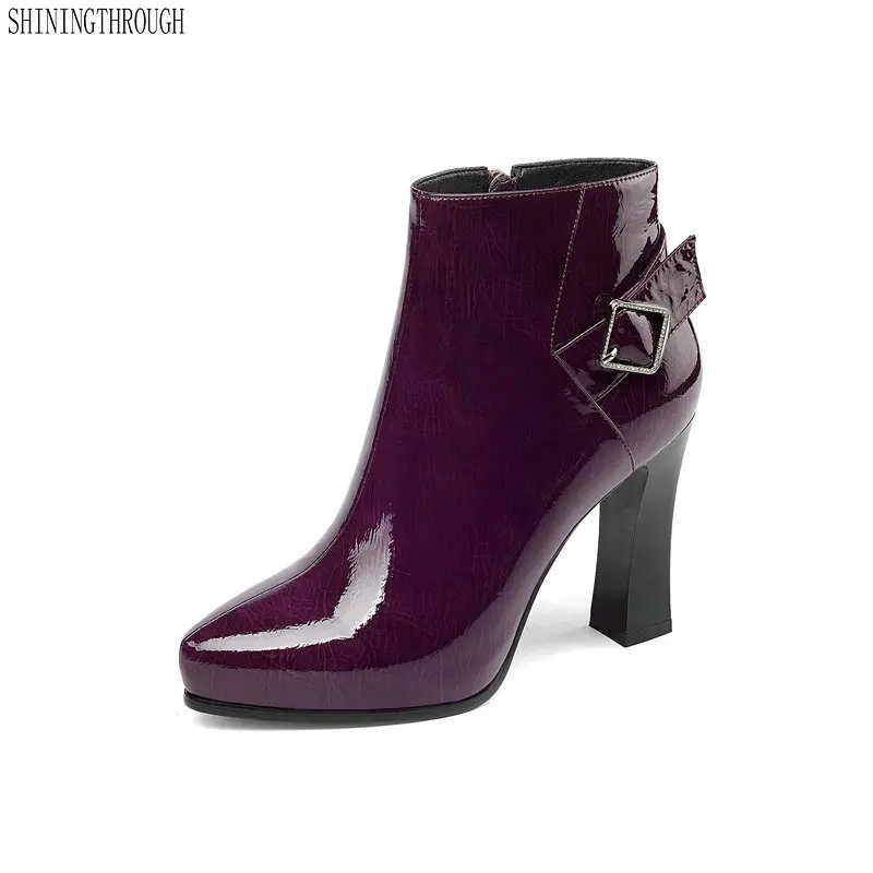 

New Women Cow Suede Ankle Boots High Heels Buckles Ladies Shoes Woman Platforms Zipper Party Wedding Pumps Ladies Boots