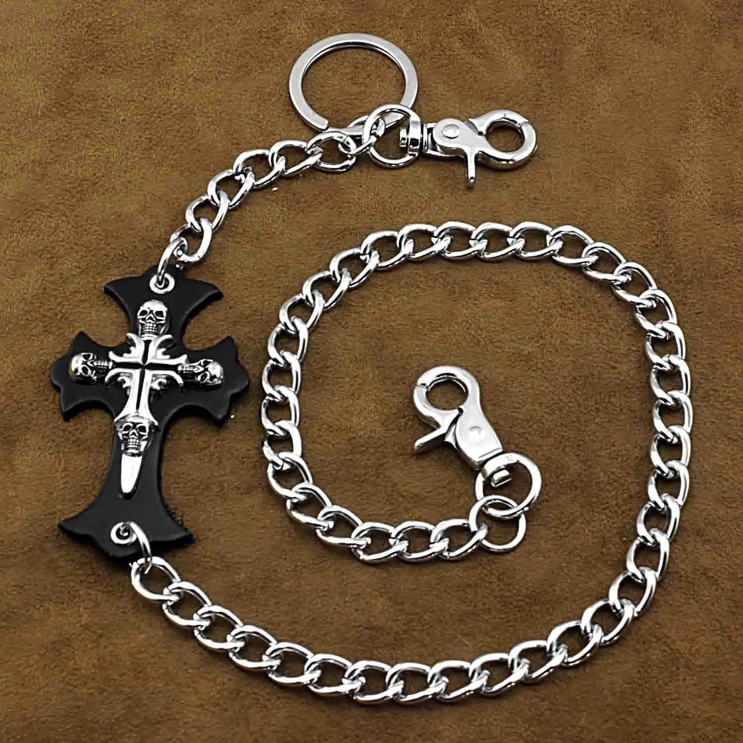 Fashion Punk Hip-hop Trendy leather Belts Waist Chain Male Pants Chain  Men women Jeans Silver Metal Clothing Accessories WZ04