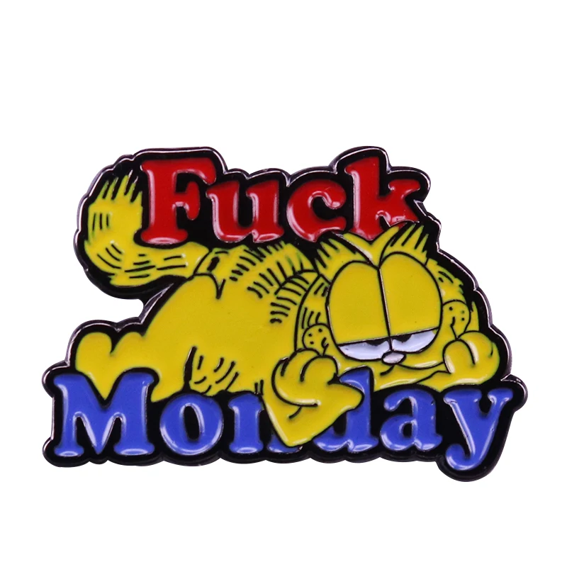 Hate Monday Garfield Брошь винтажная 80s comic inspired булавка милый аксессуар