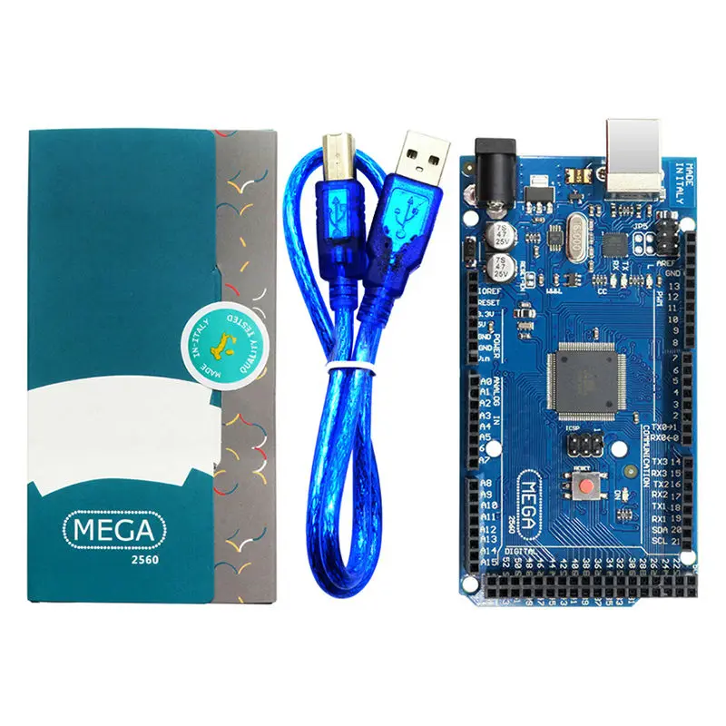 Плата Mega 2560 R3 с usb-кабелем, чип ATMega 2560 ATMega16U2 для интегрированного драйвера Arduino в розничной упаковке