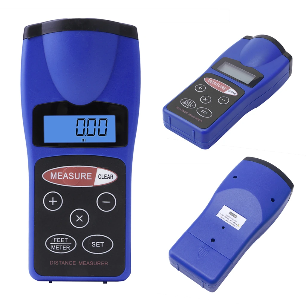 18M LCD Ultrasonic Laser Pointer Distance Measurer Range Finder