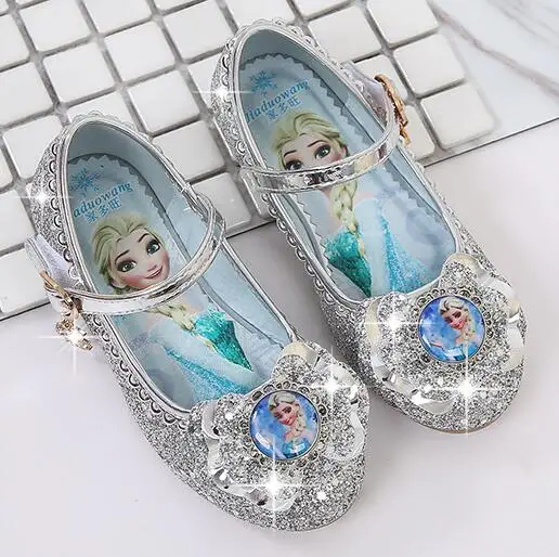 

New Fashion Kids Sandal Lovely Cartoon Princess Sandals Children Leather Flat Shoes For Girls Crystal Shoes