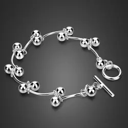 Новый дизайн простой браслет Твердые стерлингового серебра 925 19 см Женская мода браслет леди серебряные украшения Браслеты подарок на день