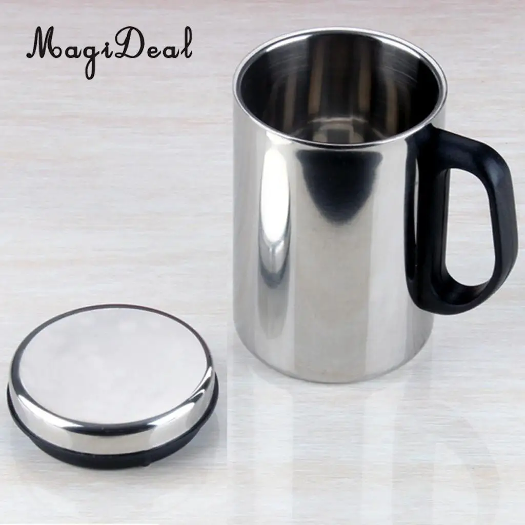 MagiDeal 350/500ml Double Wall Beer Mug Stainless Steel Wine Cup Insulate Travel Camping Mug  - Unique & Insulated with Handle