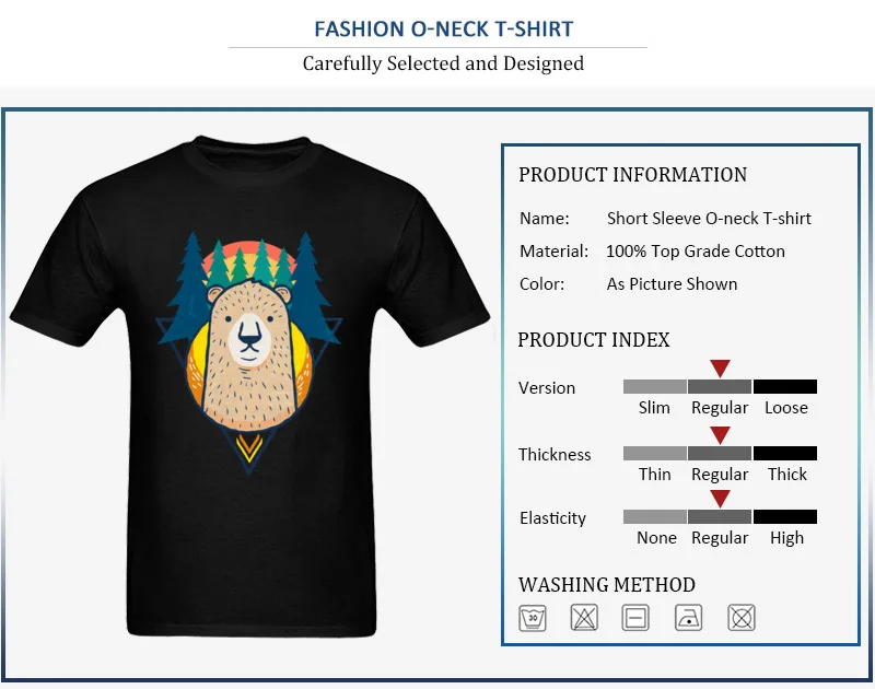 Sunrise Bear on Pine Trees Short Sleeve Tops T Shirt Mother Day Round Neck Cotton Student T-shirts Family Tee Shirts Slim Fit Sunrise Bear on Pine Trees