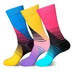 Для мужчин носки Повседневное Высокое качество Новые Длинные Цвет хлопковые носки Для мужчин Happy Socks Stripe Новый стиль Цвет ful хлопок