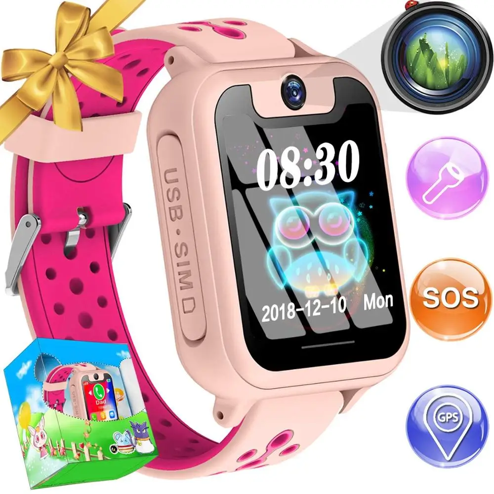 Kids Smart Watch Phone GPS Tracker for 3-12 Year Boy Girl Smartwatch Touch Screen SOS Two Way Call Camera Game