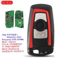 Keyecu красный FSK 434 МГц PCF7953 дистанционный брелок 3 кнопки для BMW F шасси FEM/BDC CAS4 CAS4+ FCCID: YGOHUF5767