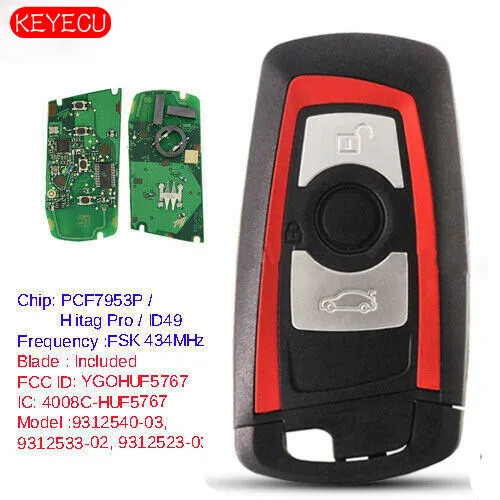 Брелок Keyecu Red FSK 434 МГц PCF7953 с 3 кнопками для BMW F Chassis FEM / BDC CAS4 + FCCID: YGOHUF5767 | Автомобили