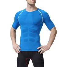 Men O-Neck Compression Short Sleeve T Shirts Tops Tights Fitness Base Layer Tops