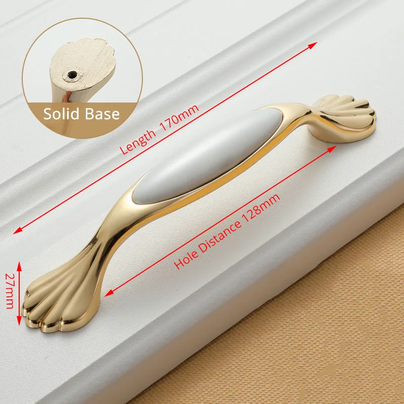 1030-128GW NAIERDI золотые белые Creamic ручки для шкафа, круглая ручка для выдвижных ящиков, кухонные дверные ручки, Мебельная ручка, дверная фурнитура для шкафа - Цвет: 1030-128GW