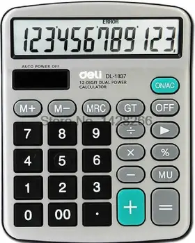 

1 Piece Deli 1837 Desktop Calculator / metal panel computer / 12 pairs Power stationery Calculator