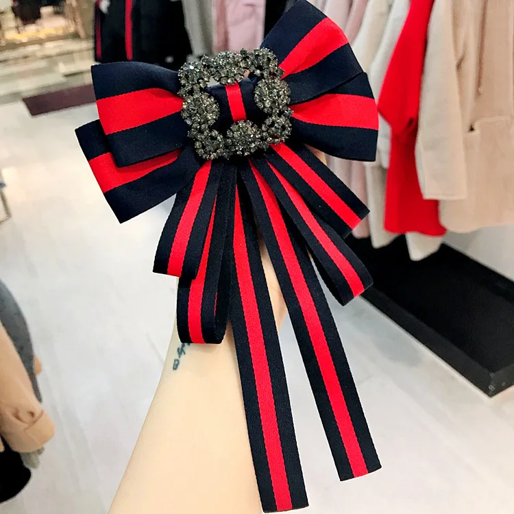 

New 2018 Fabric Large Bow Brooches for Women Fashion Party Bowknot Brooch Pin Crystal Broches High Quality Exquisite Accessories