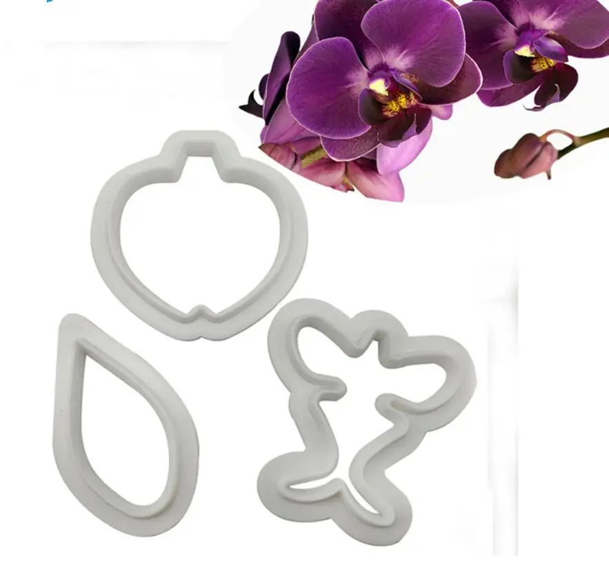 

3Pcs Flower Mold Fondant Cake Embosser Butterfly Orchid Cutter Cookie Biscuit Molds Embossing Fondant Decorating Tools