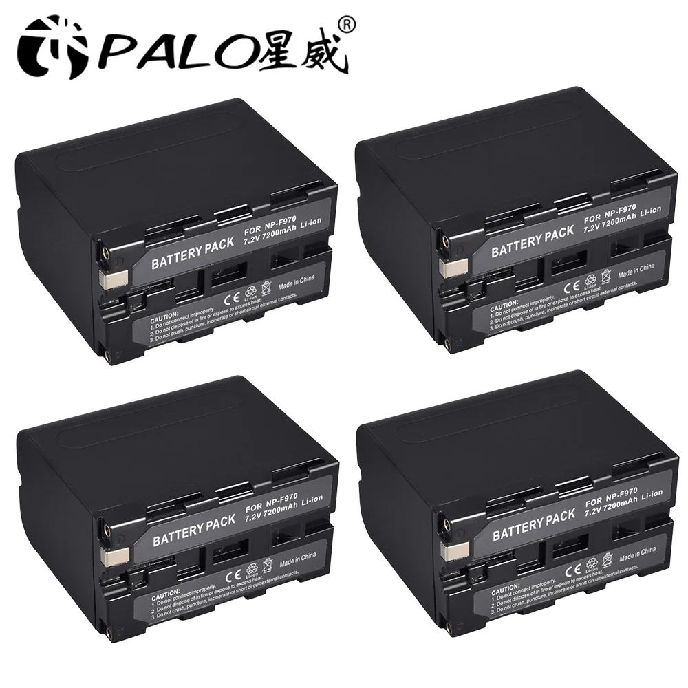 Palo 7200mAh NP-F960 NP-F970 NPF960 NPF970 Аккумулятор для видеокамеры с ЖК-зарядным устройством для sony DCR-SC100 CCD-SC55/SC65 CCD-TR3000/TR3300 - Цвет: 4pcs Battery