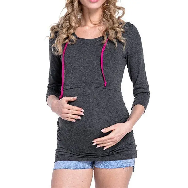 2019 S Women Pregnant Maternity Nursing T-Shirts Breastfeeding Clothing For Pregnant Women Long Sleeve Pregnancy Shirt