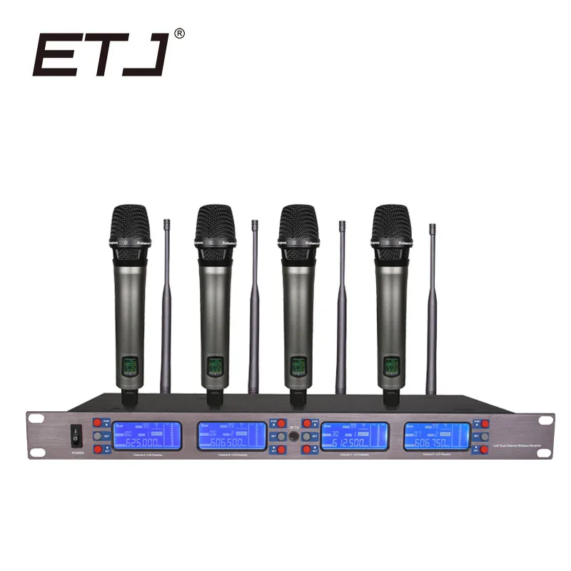 

ETJ Brand Professional UHF Wireless Microphone 4 Transmitter Handheld Stage Performance UR2000