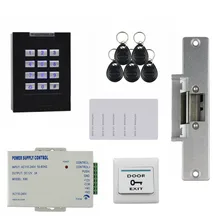 DIYSECUR 125KHz RFID Reader Blue Backlight Keypad Door Access Control Security System Kit + Electric Strike Lock KS160
