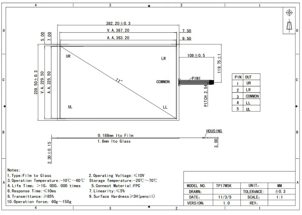 Win10 совместимый 16:9 5 провода резистивный 17 дюймов USB сенсорный экран наложения комплект, ноутбук Сенсорная панель 17 с USB контроллер