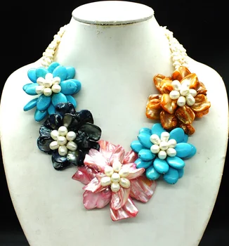 

NO-0282# Charming woman jewelry, Last necklace shell.pearl flower necklace