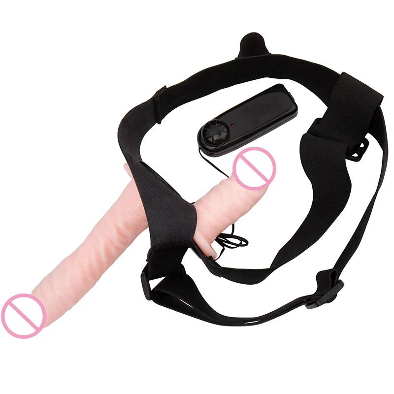 Erotic Vibrating Strap on Dildo Realistic Silicone Multi Speed Double Dildo Vibrator Lesbian Strapon Penis Sex Toys for Woman