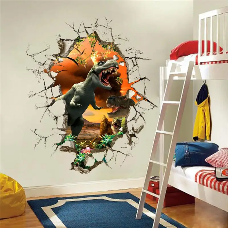 

3d dinosaurs wall stickers jurassic park home decoration x009. diy cartoon living room animals print decals mural art poster 5.0
