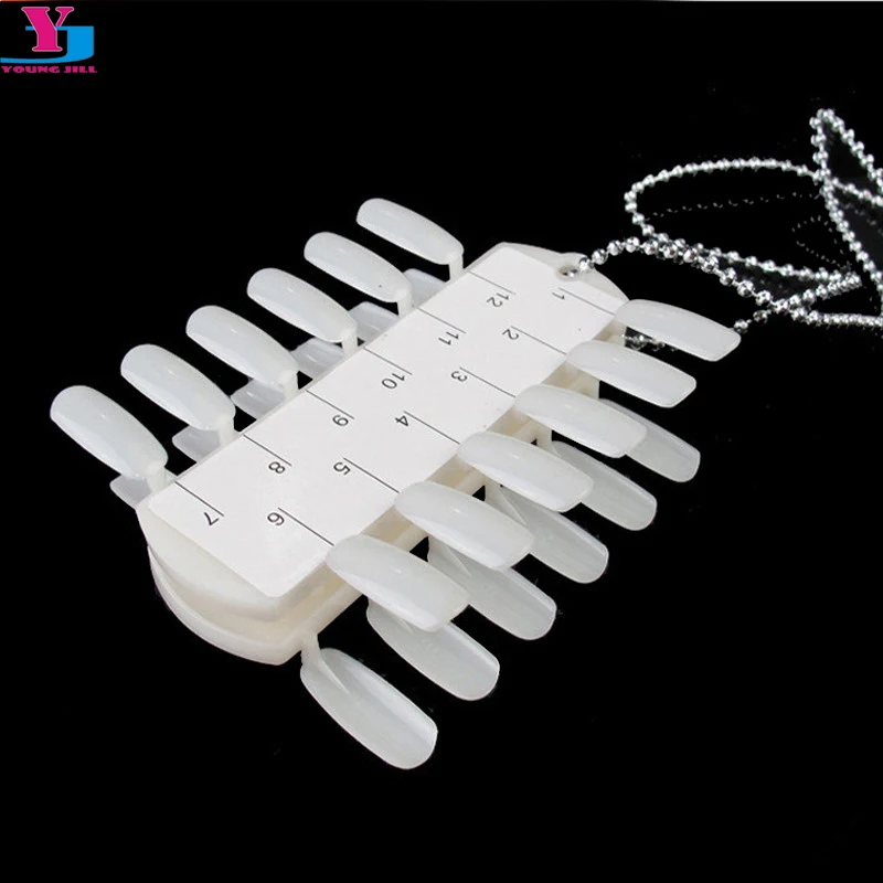 

24 Tips Color Chart Acrylic Gel Polish Display With A Metal Chain Palette Tool False Nail Tips Practice Board Nail Art DIY Tool