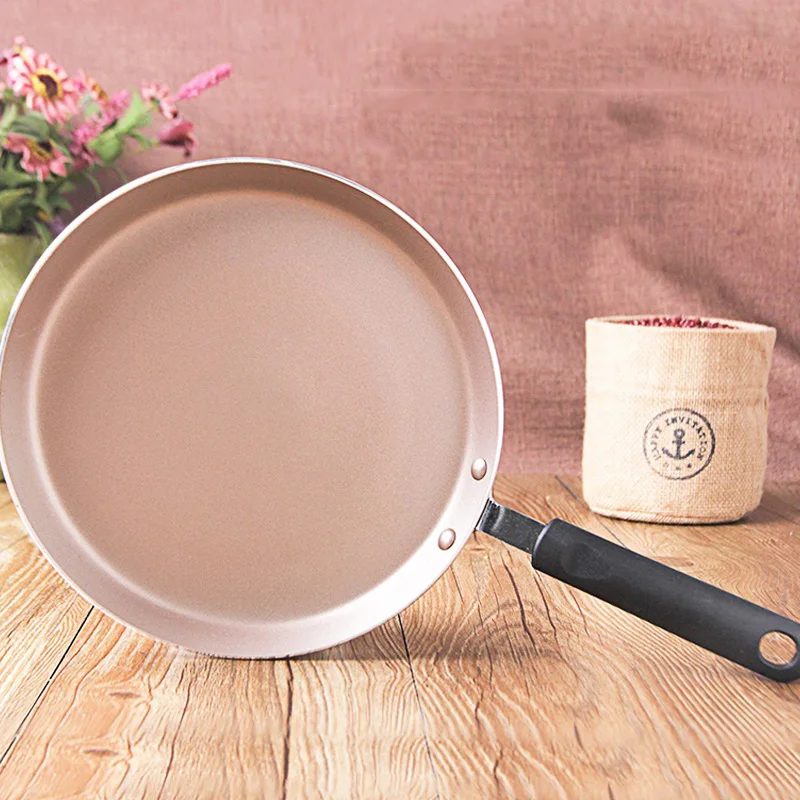 

Non-stick Copper Frying Pan Saucepan Handle Anti-hot Breakfast Grill Pan Cooking Pot For Gas& Incuction Cooker 22/26cm