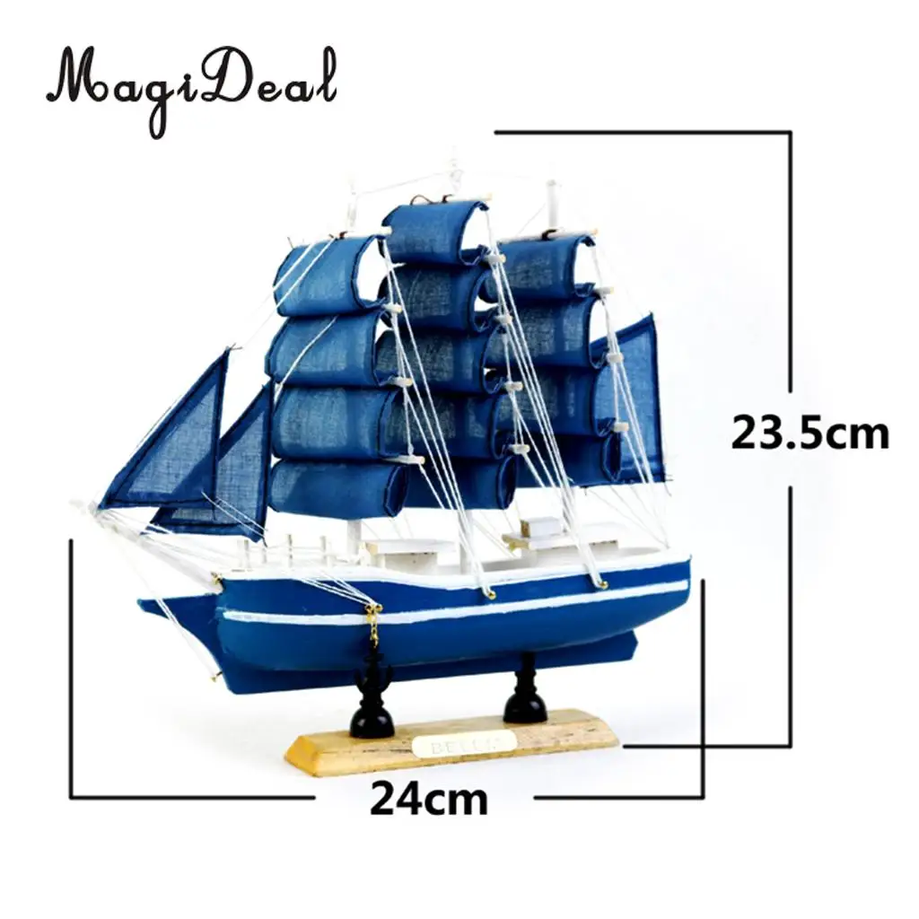 Wooden Small Sailboat Pirate Ship Home Model Boat Nautical Office Desk Bookstore Theme Party Decor Children Kids Birthday Gift
