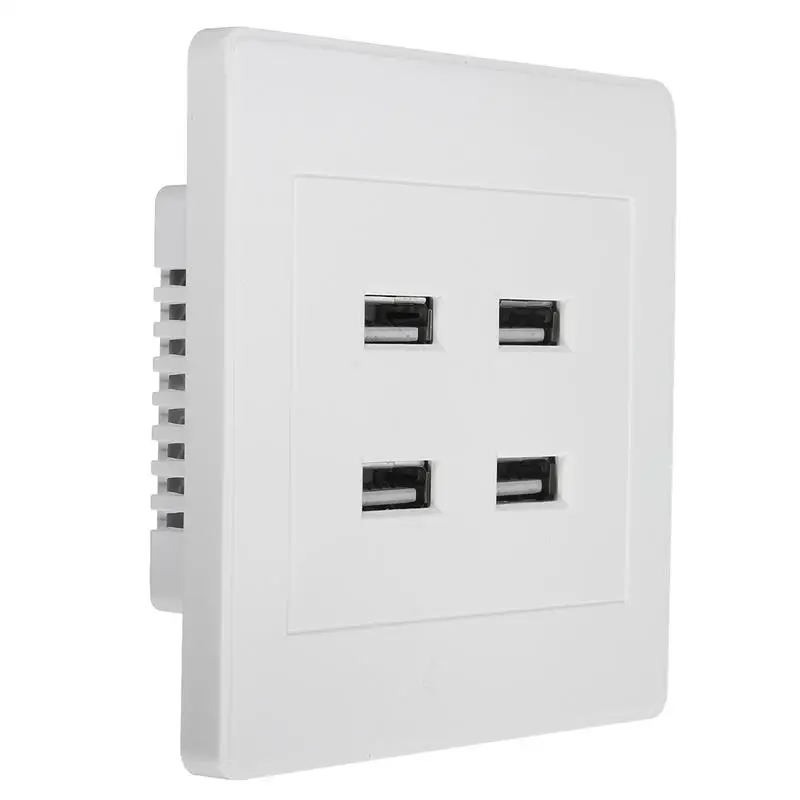 

2Pcs Smart Home 4 Ports USB Socket 5V 3.1A Electric Wall Charger Adapter Socket Power Charging Outlet USB Plug White Panel